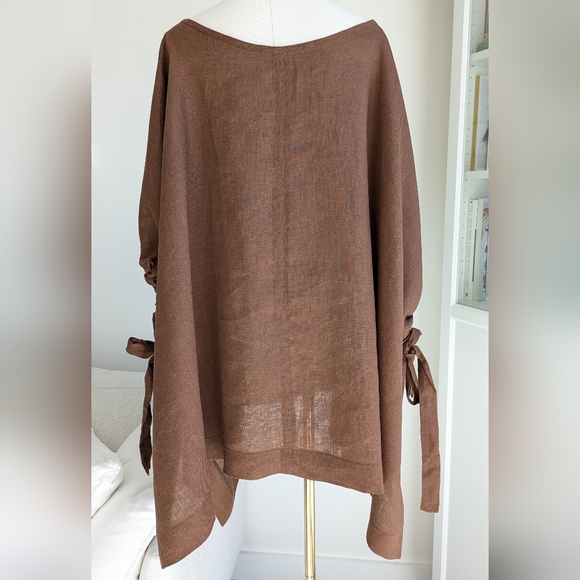 Chocolate Linen Tunic Shawl - Picture 6 of 7